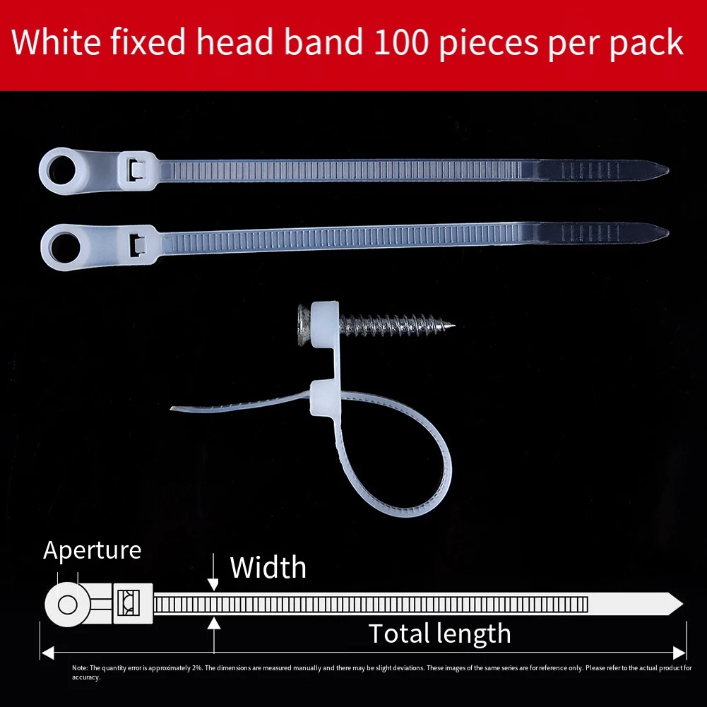 

100PCS Nylon Cable Ties with Screw Hole Mount Self Locking Loop Wrap Ties for Secure Cable Fixing and Mounting
