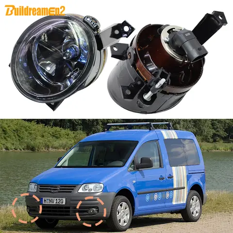 2 X Car Fog Light Assembly Lampshade with 100W 55W 9006 Halogen Bulb For VW Volkswagen Caddy 3/III 2004 2005 2006 2007 2008 2009