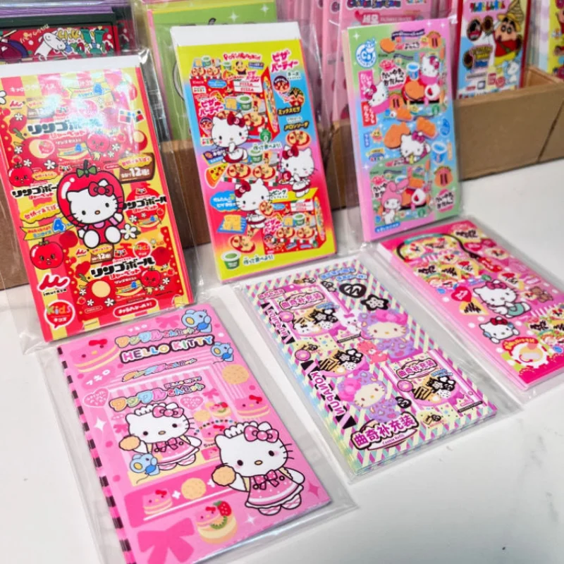 Autocollants de poche Sanurgente Hello Kitty, bande dessinée mignonne, ruban décoratif, étiquette d'emballage, 5 styles Kawaii