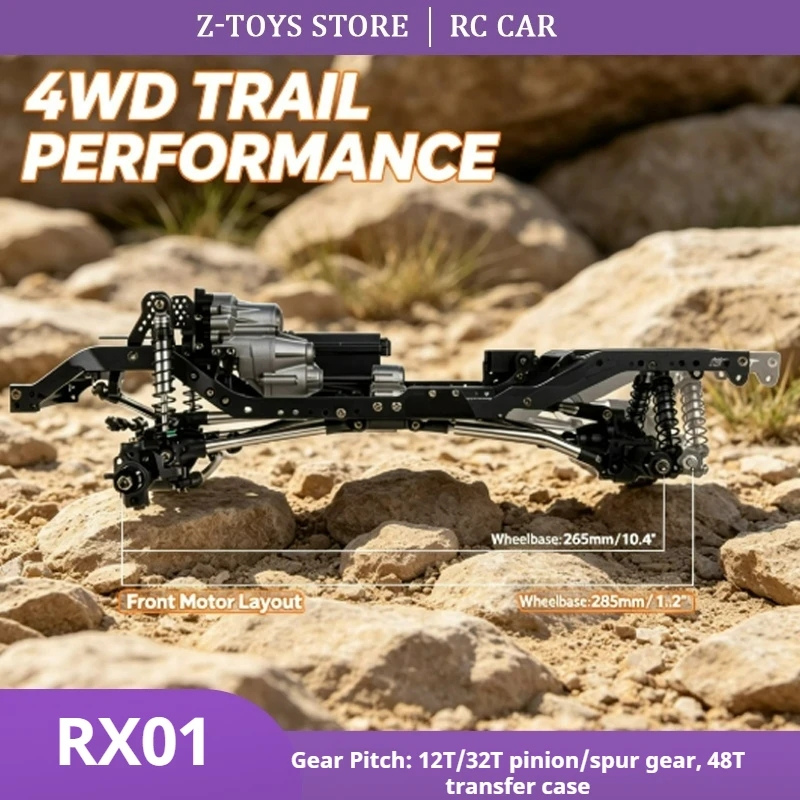 Boomracing 1/10 RX01 AWB 4WD Adjustable Wheelbase RC Car Assembly Kit Unassembled Remote Control Vehicle Frame For Hobby Adults