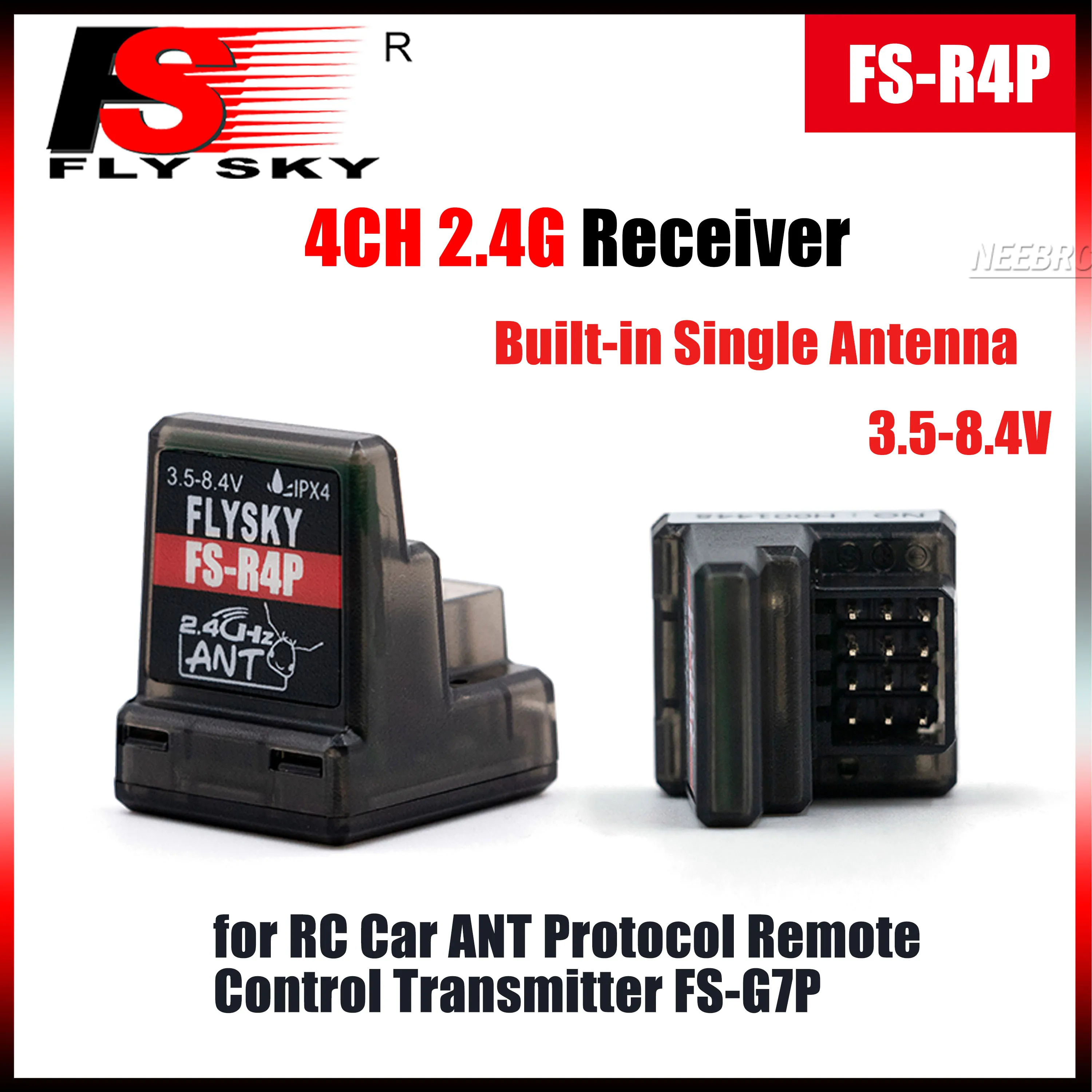 

Приемник FLYSKY FS-R4P 4-канальный 2,4 ГГц 3,5-8,4 В со встроенной одинарной антенной PWM для радиоуправляемых машин, протокол ANT, для пульта дистанционного управления FS-G7P