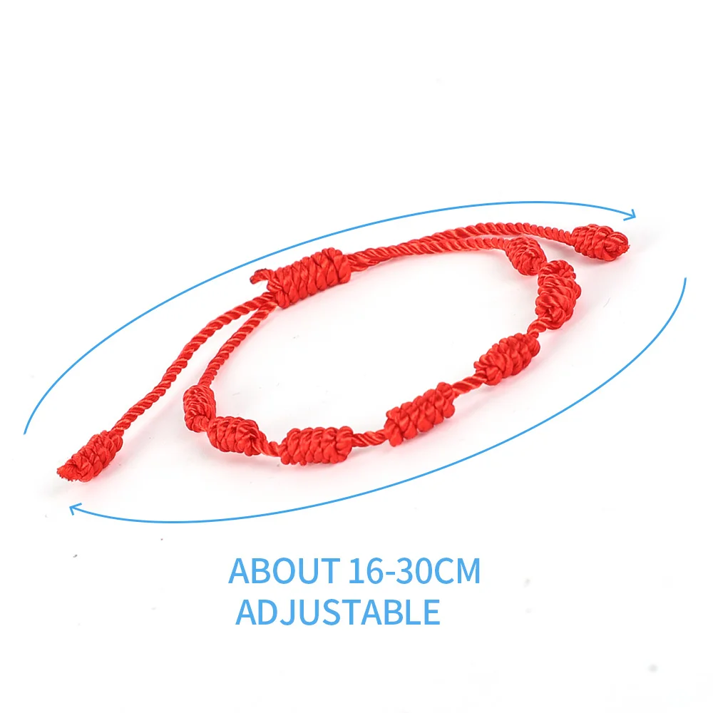 7 Knots Red String Bracelet Lucky Hand-woven Adjustable Red Bracelets for Women Men Lucky Amulet Friendship Handmade Braid Rope