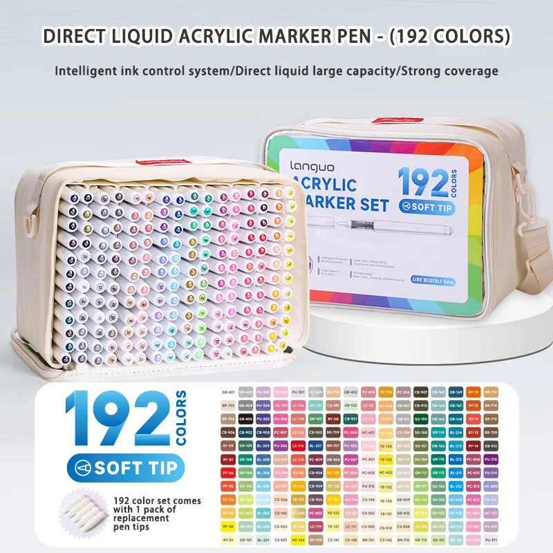 Languo 9 teile/schachtel Weichen Pinsel Acryl Marker Pen-Set, DIY Hand Gezeichnet, Farbe Kunst Marker stifte, Student Graffiti Acryl Farbe Stifte, M720 – Detail 18