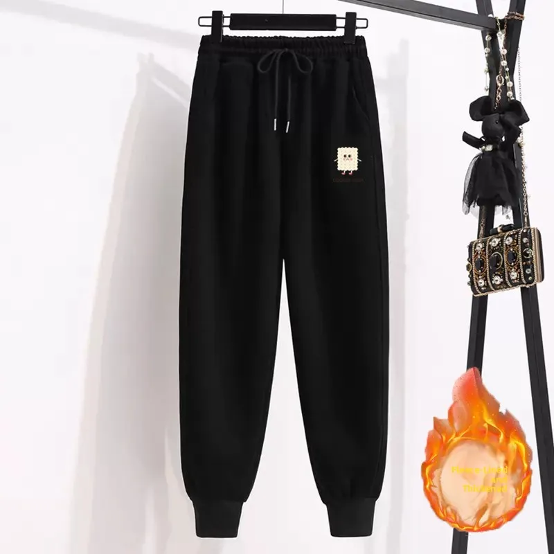 Grey High Waist Wide Leg Sports Pants Women's Autumn Winter plus Size Conceal Hip Loose Slimming Cuffed Casual Trousers