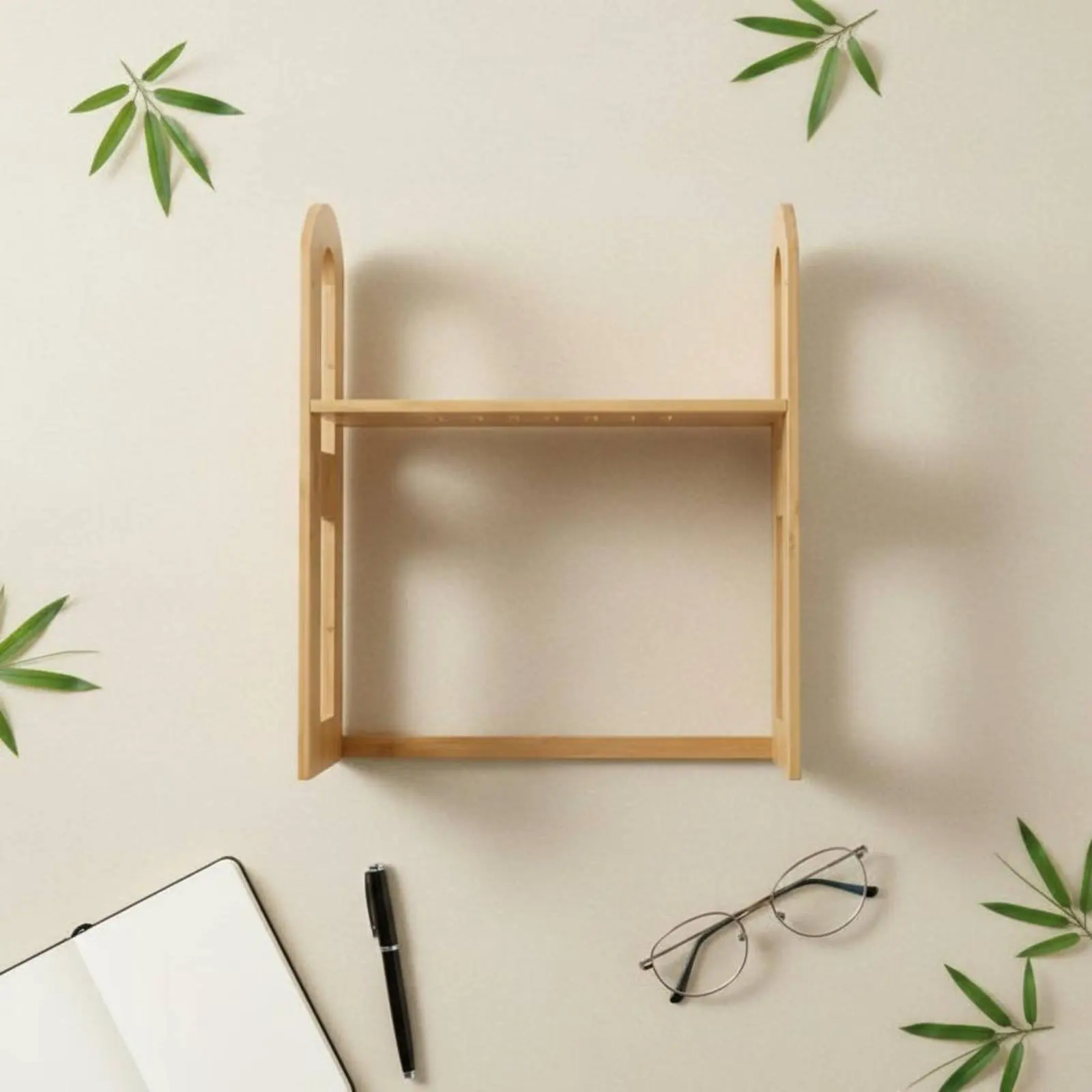 

Настольный органайзер: минималистичный дизайн, бамбуковая полка для стола, регулируемая, портативная, для домашнего хранения, с закругленными углами