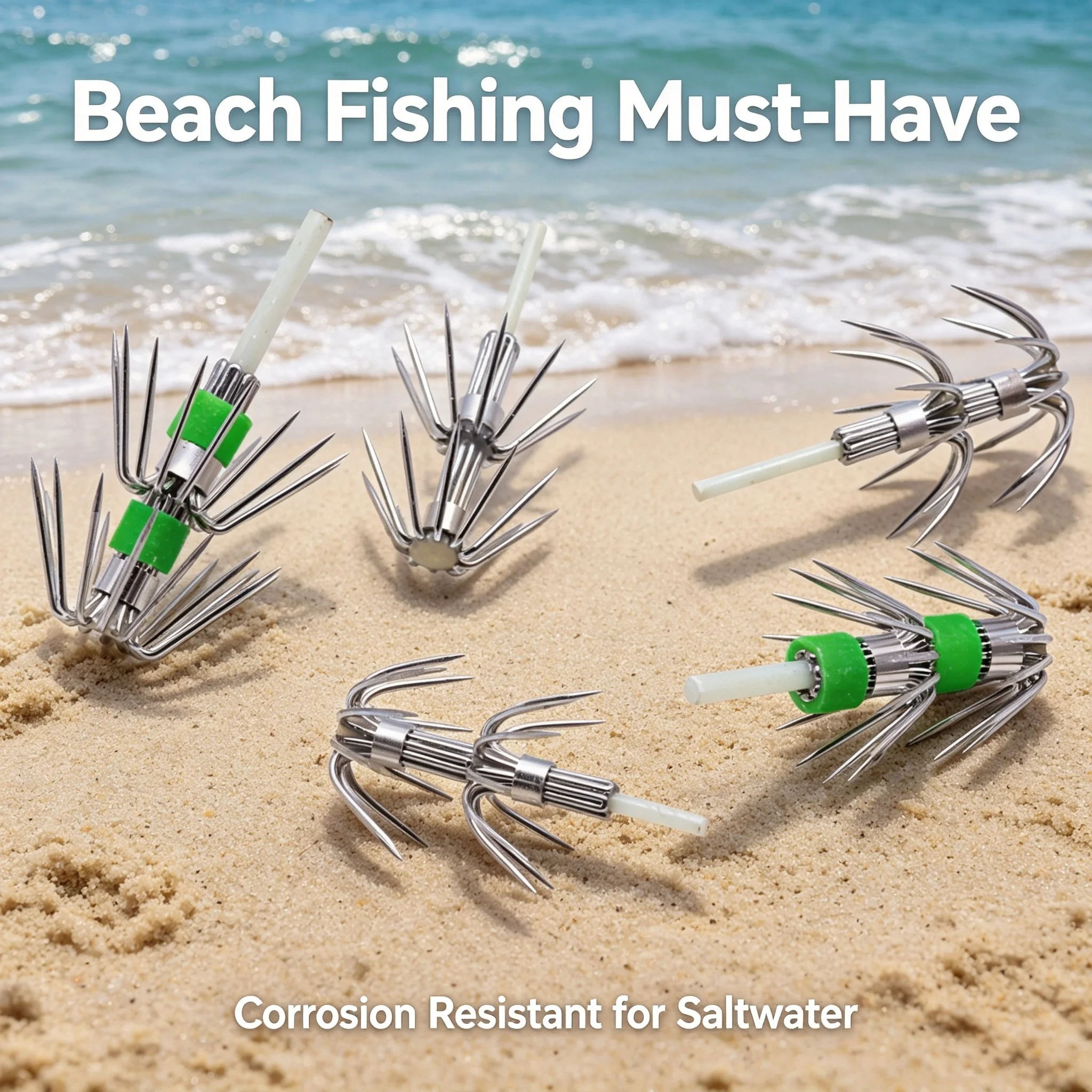 10 PCS Double-Layer Squid Jig Hooks Sharp Anti-Rust Stainless Steel Multi-Point Octopus Cuttlefish Catcher Durable Sea Fishing