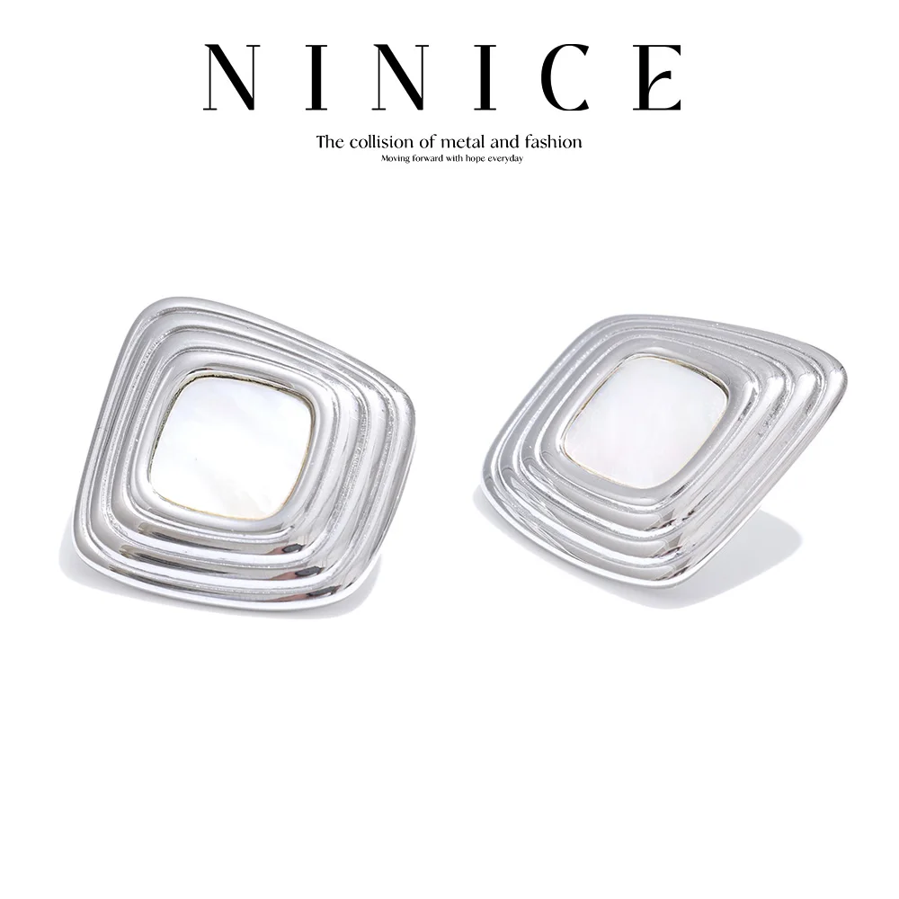 NiNice Stainless Steel Earrings with Square Fashionable Design Personalized Popular Selected Jewelry Gifts New