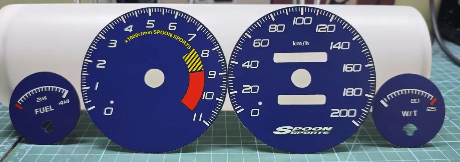 

BLUE SPOON Instrument Cluster Meter Face Overlay For Honda Integra type R DC2 Speedometer Gauge Face Dials 200KMH