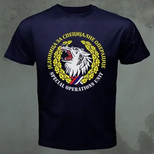 New Short Sleeve Casual 100% Cotton O-Neck Mens T-shirt JSO Special Operations Unit Serbia Red Berets Frankies Wolf T-Shirt