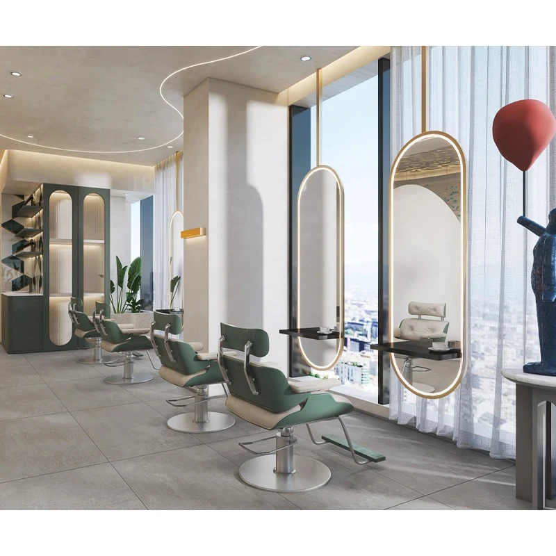 custom.Factory Customized Modern Wood Professional Grade Multifunction Salon Furniture Set Salon Chair Reception Counter Cabinet