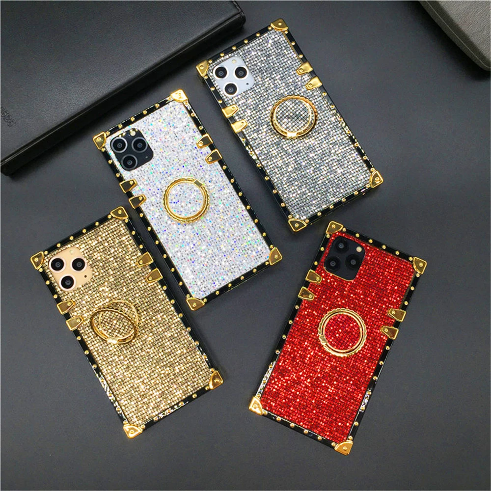 

Luxury Glitter Sequin Ring Stand Phone Case Soft Shockproof Retro Design for Redmi Note 14 pro 13 13C 14C 12 12C 10C 11 POCO X6