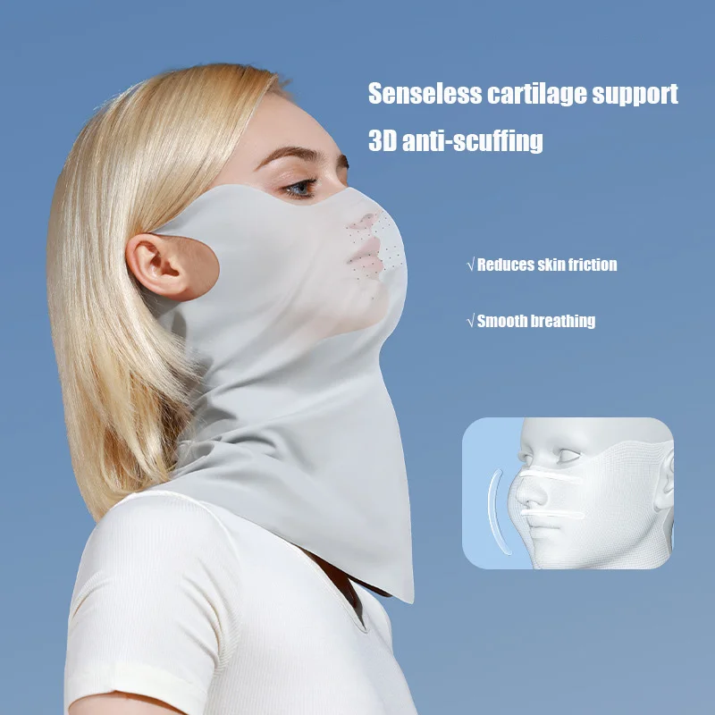 New Sunscreen Mask Female Anti-UV Summer Outdoor Sports Riding Mask Ice Silk Sunshade Breathable Thin Masks