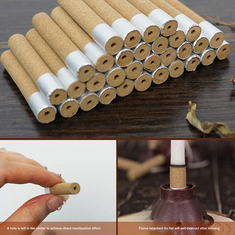

50Pcs Self-Adhesive Moxibustion Tube – Replaceable Mugwort Heat Therapy Tool for Acupuncture and Meridian Stimulation