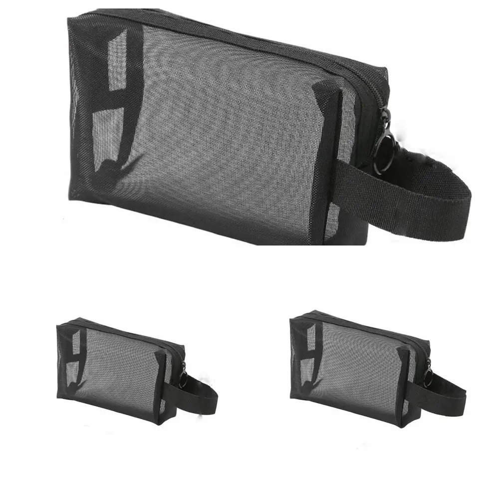 3PCS/SET Solid Color Mesh Cosmetic Bags Multifunctional Zipper Transparent Makeup Bags Organizer Case Toiletry Bag