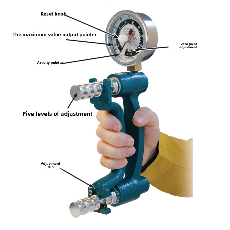Hydraulic Grip Gauge Manometer Measures Hand Strength Rehabilitation Assessment Screening Dynamometer 200 lbs