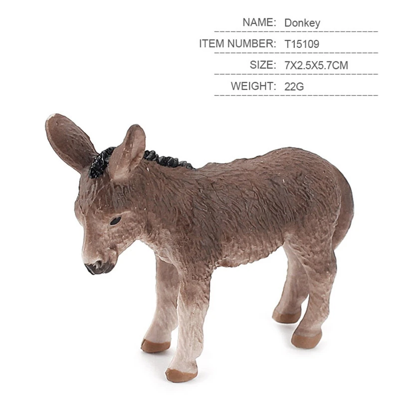 محاكاة حمار PVC للأطفال ، تمثال الحياة البرية ، شخصيات حيوانات ، ألعاب تزيين سطح المكتب