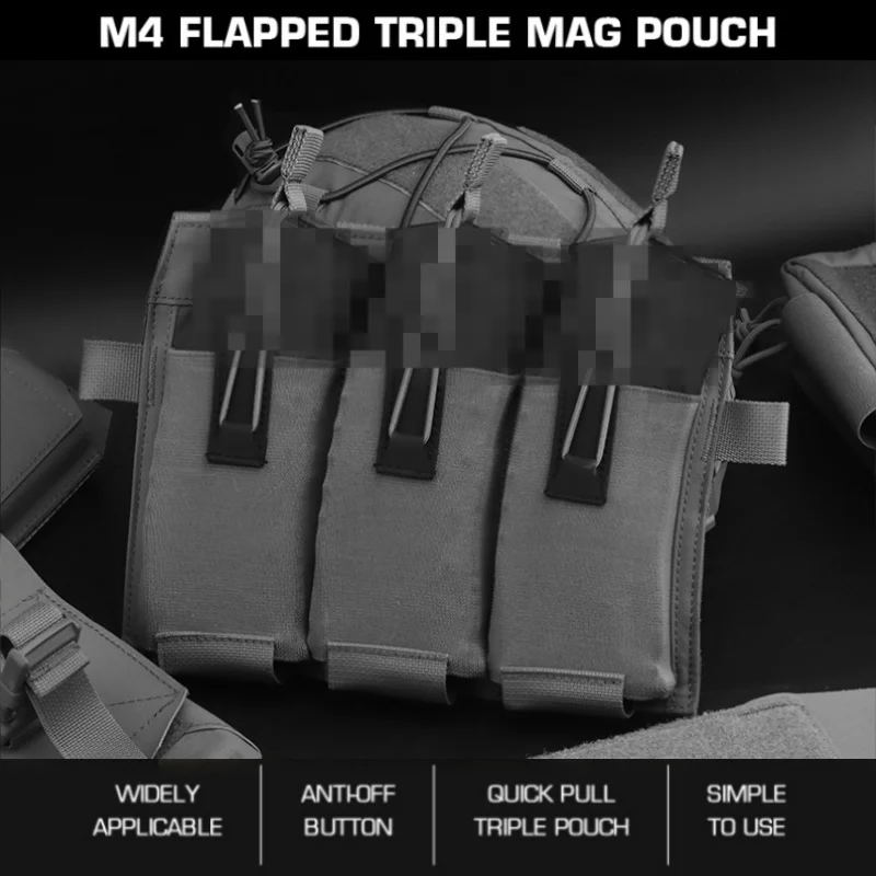 

M4 Triple Elastic Mag Carrier | Battle-Ready 5.56 Speed Reload System | Low-Profile MOLLE Platform