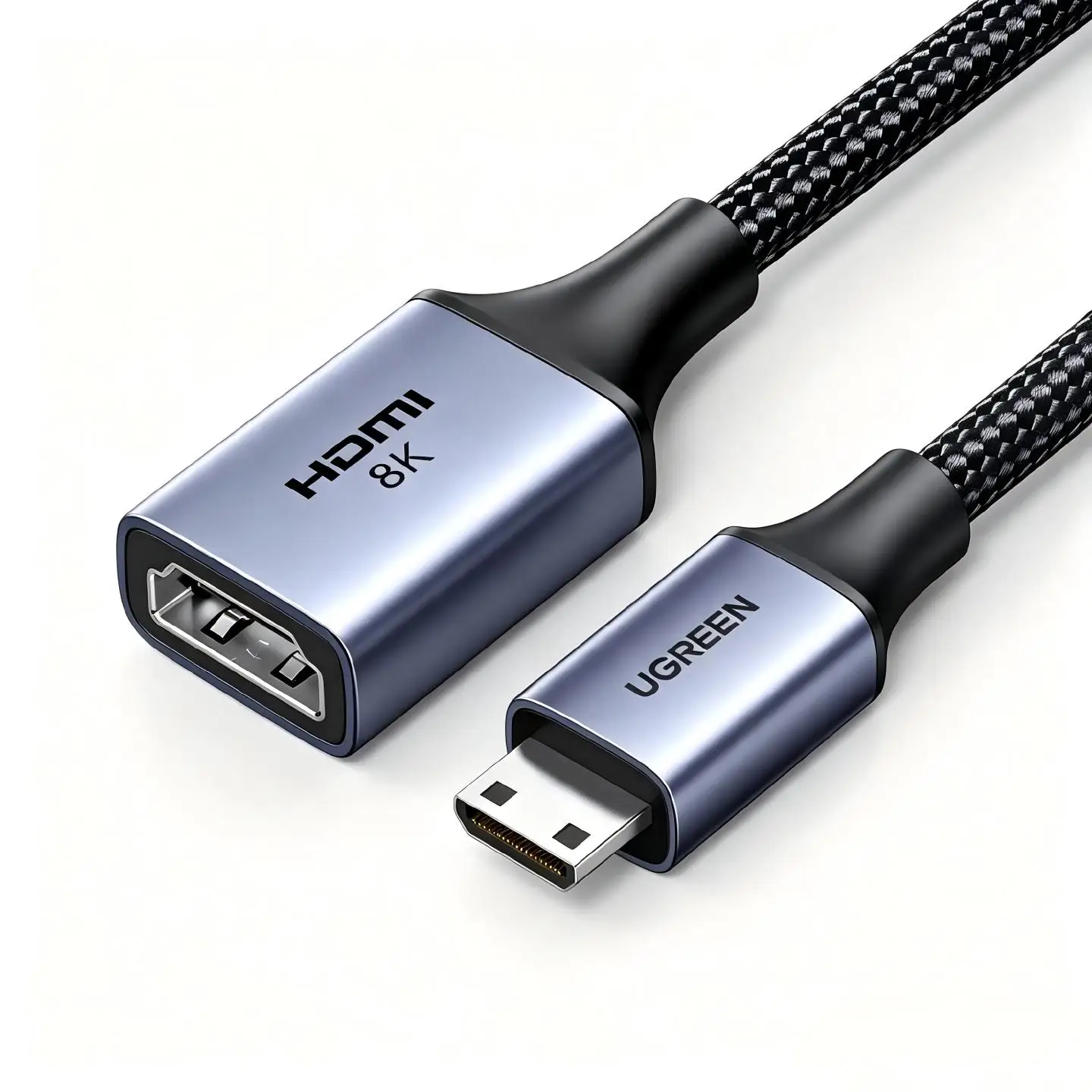 UGREEN Kabel Adapter Mini HDMI Męski na HDMI2.1 Żeński 20cm 4K 8K Konwerter Oplotiony do Laptopa, Monitora, Projektora, Kamery, Telewizora — zdjęcie produktu 7