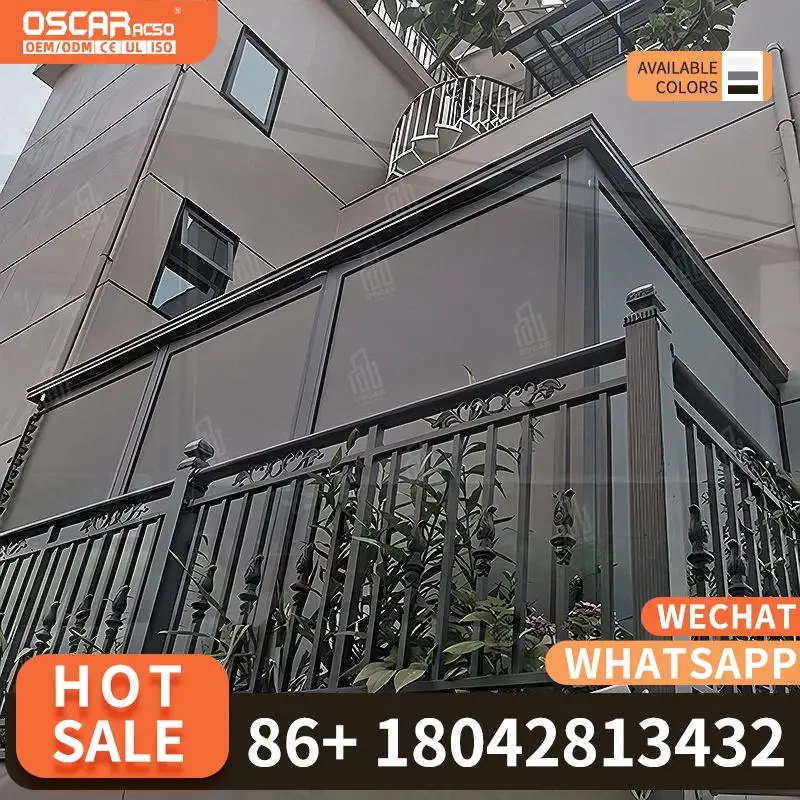 Outdoor Windproof Reusable Motorized Waterproof Blinds Patio Blackout Shades for Garden Balcony Terrace Rolling Blind