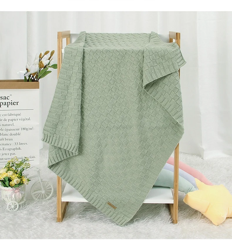 Newborn Baby Blanket Knitted Infant Girl Boy Bedding Plaid Quilt 100*80CM Toddler Kid Stroller Swaddling Super Soft Sleep Covers