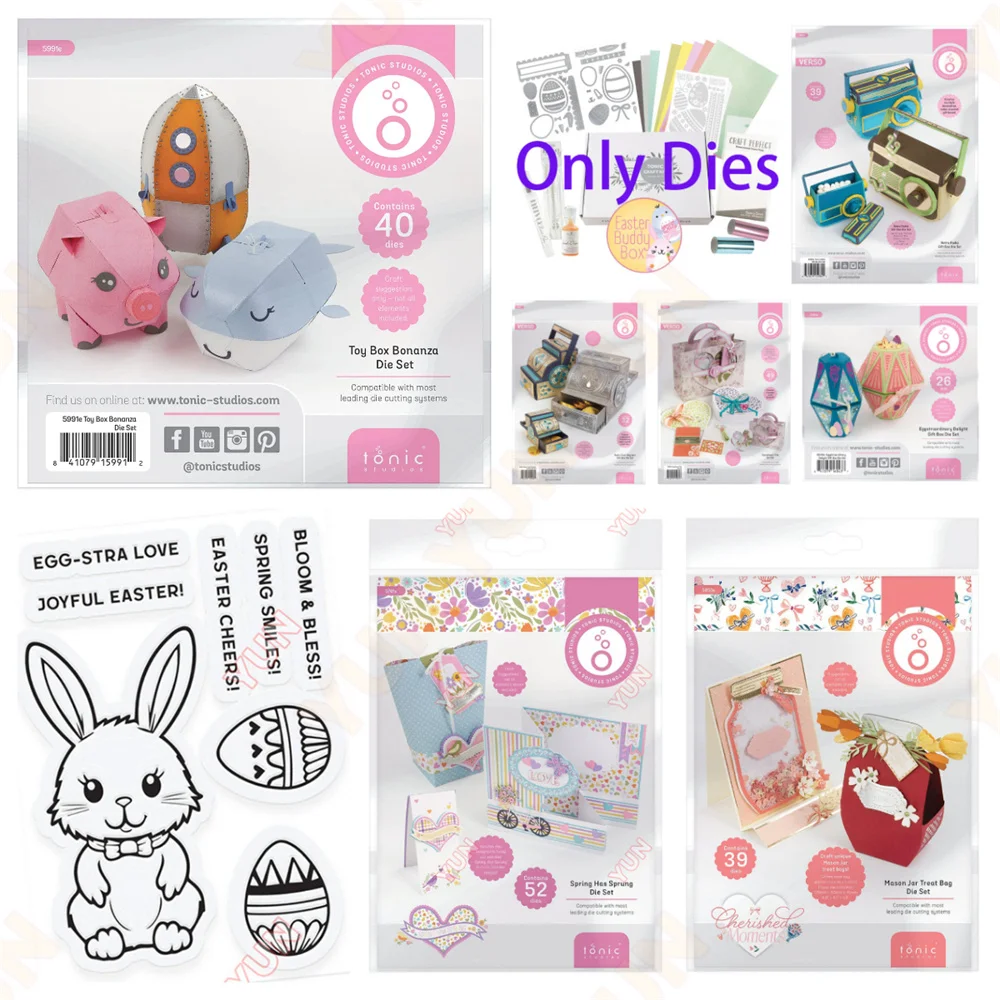 Novo Conjunto de Matrizes de Corte Tonic Toy Box Bonanza para Caixa de Ovos de Páscoa, para Scrapbook, Cartão de Saudação, Diário, Artesanato e Moldes de Modelagem DIY