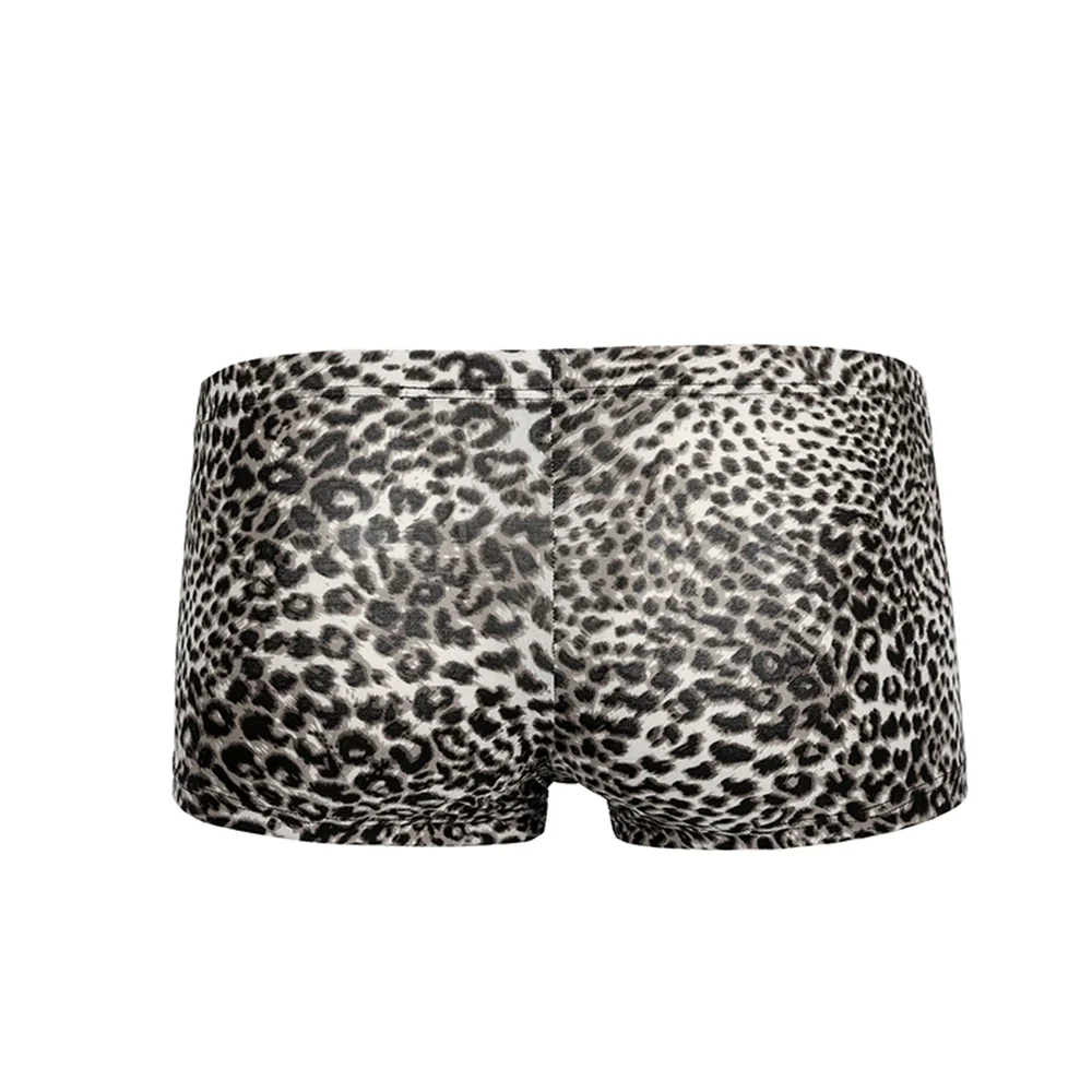 

Men Leopard Print Boxers Sexy Elasticity Trunks Low Rise Briefs Bulge Pouch Underwear U Convex Panties Fitness Short Sport Thong
