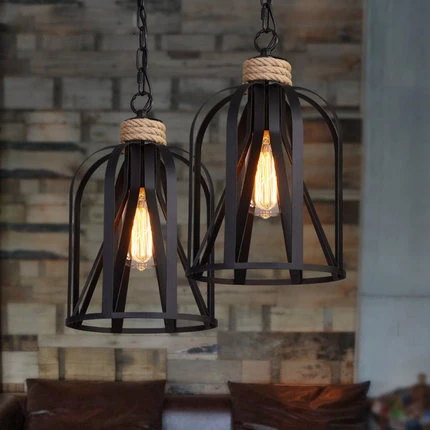 

Retro Indoor Lighting Vintage Pendant Light LED Lights Iron Cage Lampshade Light Fixture Metal Ging Lamps For Coffee Shop Bar