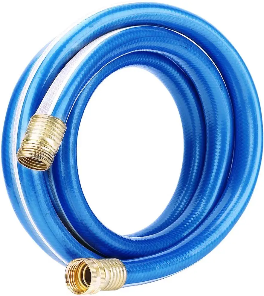 

Lead-in Blue Garden Hose 3/4 in. x 15 ft. - No Kink, Leak Free, Flexible, Male to Female Fittings - Heavy Duty Lightweight PV