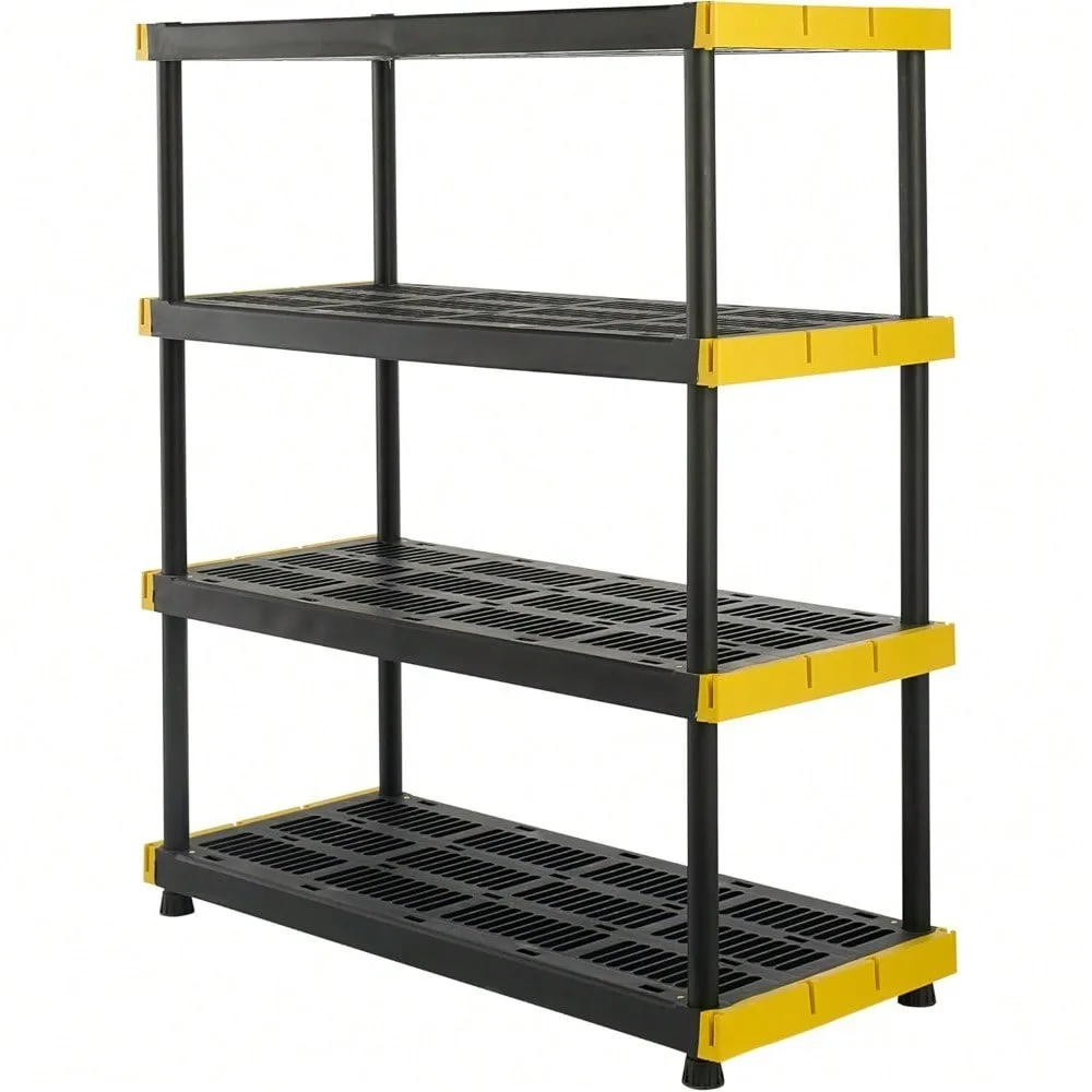 4-Tier Heavy Duty Plastic Storage Shelving Unit, 200lbs/shelf (55”H x 48”W x 20”D), for Indoor/Outdoor Organization