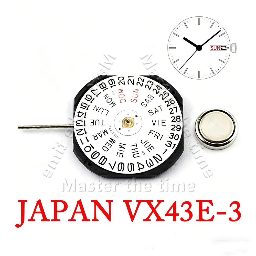 Japanese Authentic VX43E Quartz Caliber Dual Calendar Function Watch Repair Spare Movement