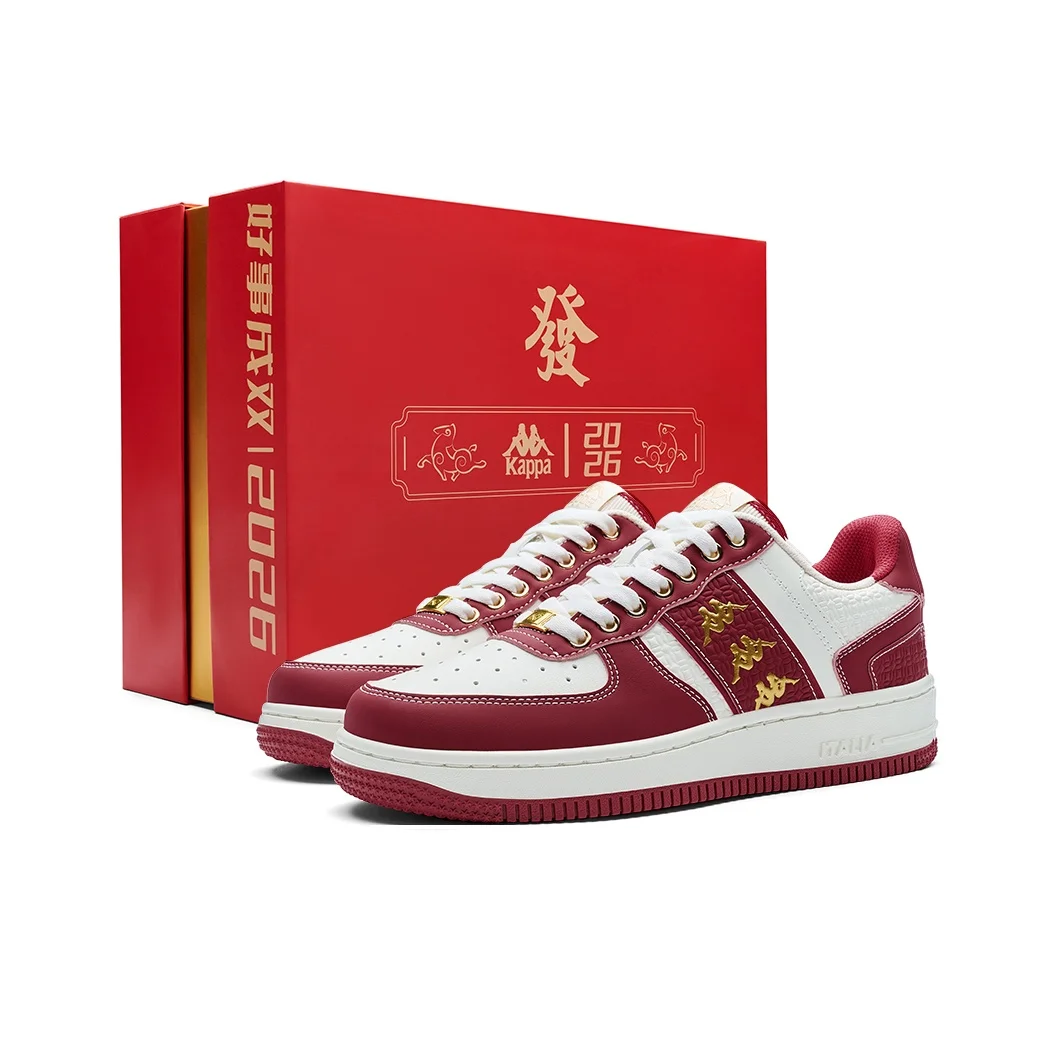 Kappa Back to Back Abrasion Resistant Lightweight Low top Skateboard Shoes Unisex Red/Classic White/Gold K0GW5CC40CZ-5814