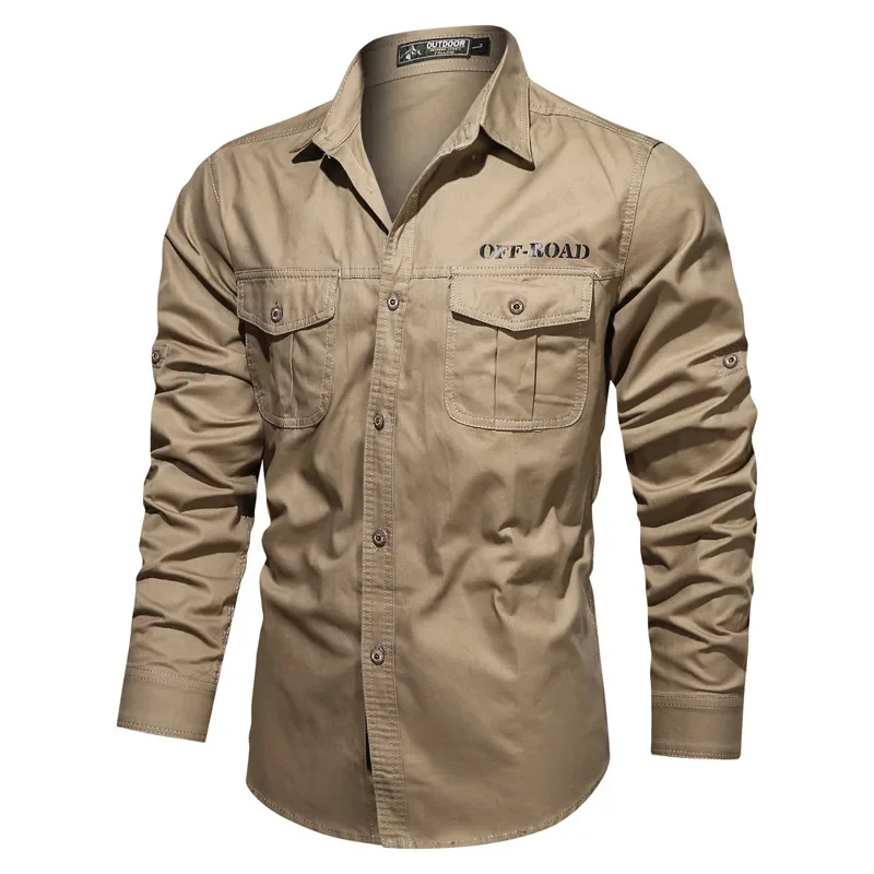 Brand Army Shirt Men 2024 Spring Autumn 100% Pure Cotton Long Sleeve Tactical Shirts Plus Size 6XL Camisa Masculina