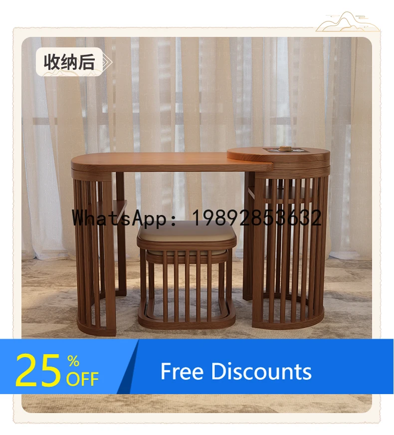 

YFY Winter Wood Solid Wood Balcony Tea Table and Chair Set Small Apartment New Chinese Style Tea Table Living Room