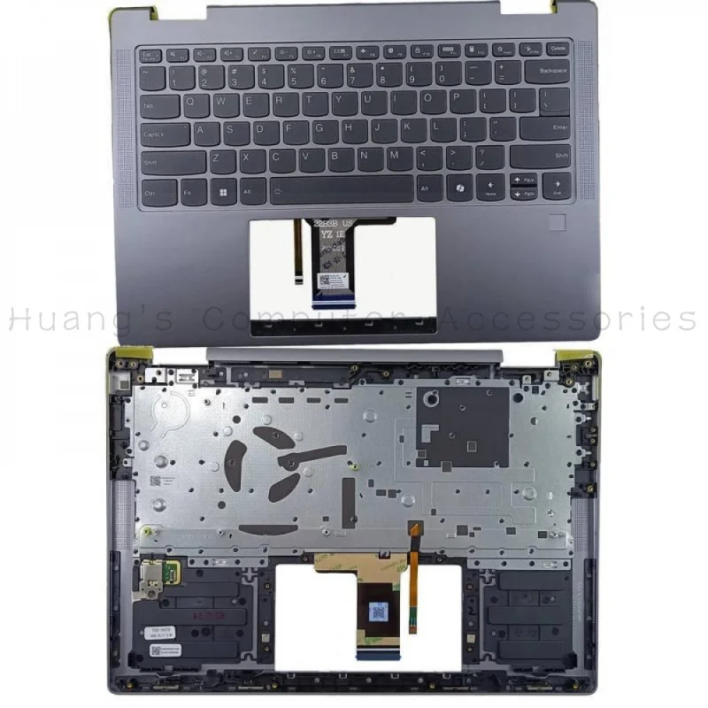 SS+Backlit Keyboard C Cover For Lenovo Yoga 7 2-in-1 14AHP9 83DK Laptop Replacement Palmrest Assembly