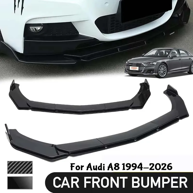 5Pcs Adjustable Sectional Front Bumper Lip Spoiler Splitter For Audi A8 1994-2026 Car Exterior Mod Parts car accessories