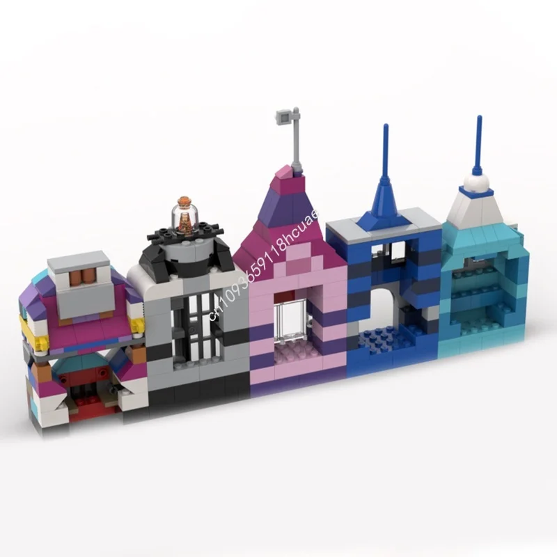 384 pçs moc arco-íris casas 6 azul cinza clássico modelo presentes de natal blocos de construção construção brinquedo diy tijolo criativo crianças