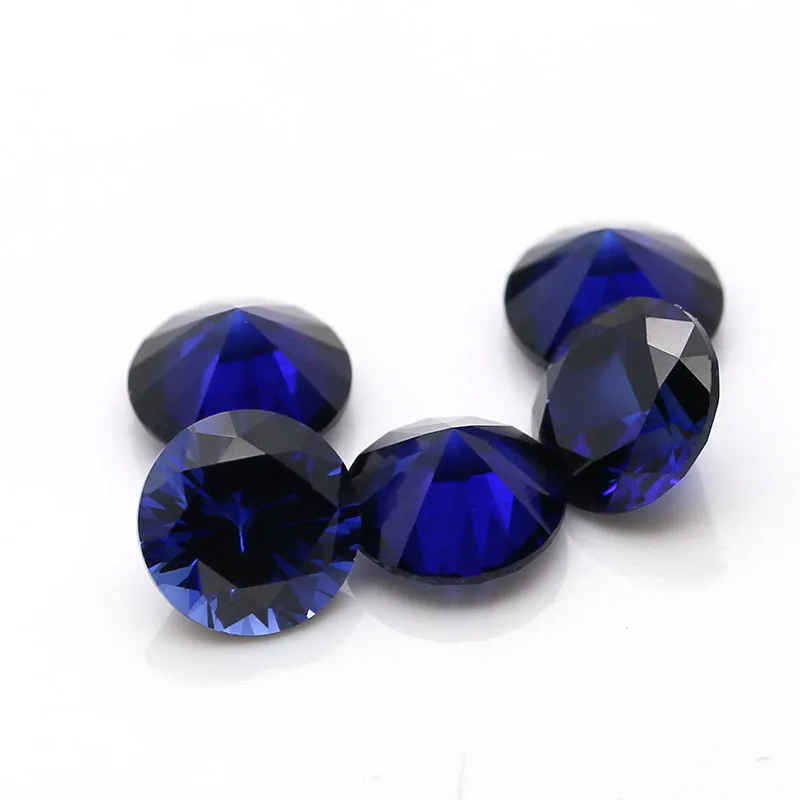 Blue Sapphire Stone Round Cut Synthetic Loose Corundum Gemstone 34# For Jewelry/Inlay/Ring