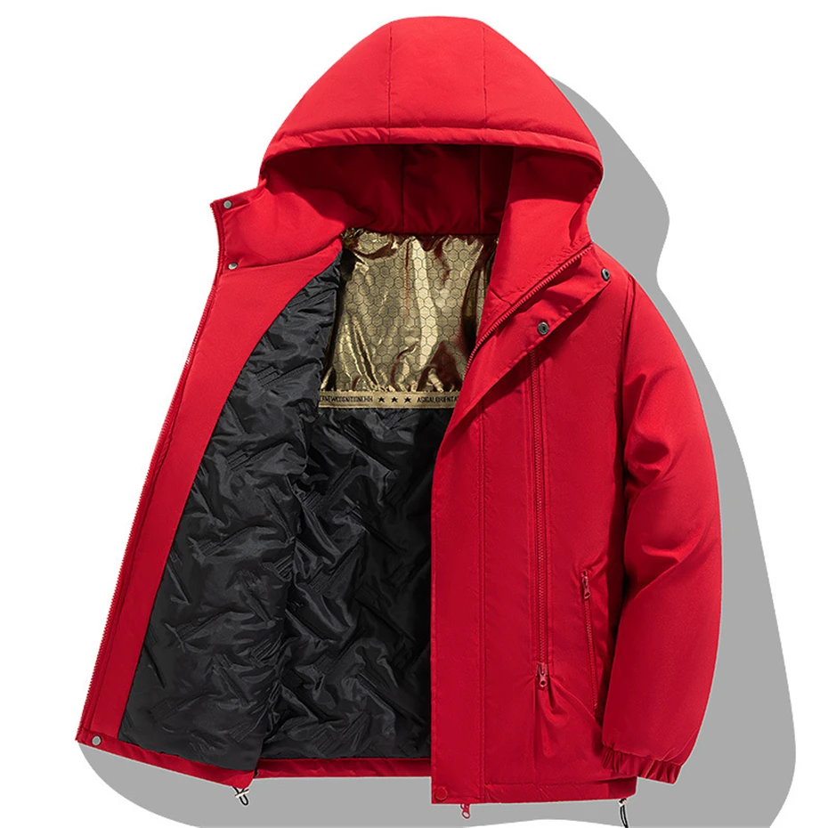 Parkas de carga acolchoadas monocromáticas masculinas, jaquetas grossas, corta-vento casual, casaco masculino, moda, inverno