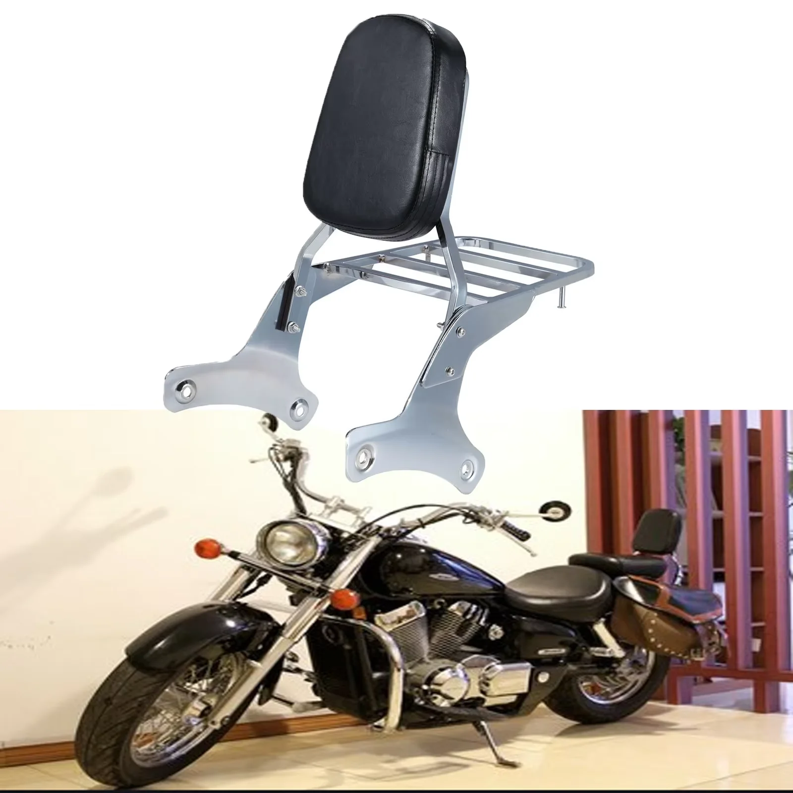 

Motorcycle Sissy Bar Passenger Backrest Luggage Rack For Honda Shadow ACE VT400 VT750 C2 RC44 1997-2003