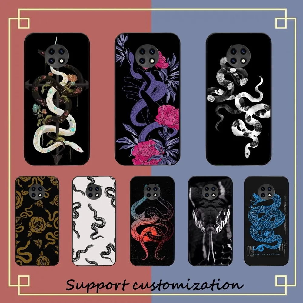 luxurious black and gold snake Phone Case For Samsung S 20 21 22 23 plus Ultra for Redmi Note 8 9 10 11 for Huawei Y 5 6 9