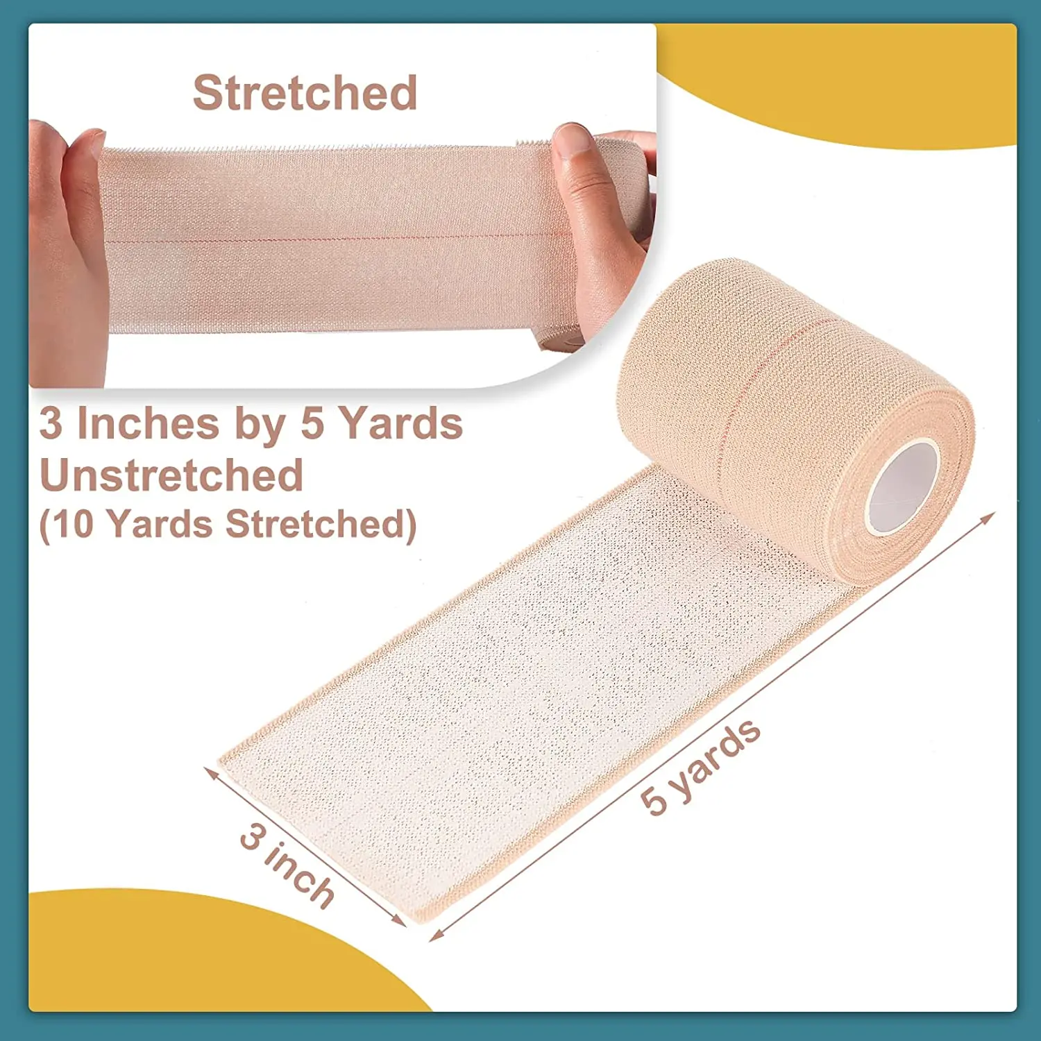 1 Roll Elastic Tape Self Adhesive Bandage Wrap Flexible Stretch Bandages for Sports Ankle Knee Wrist Sprains Animal Pets