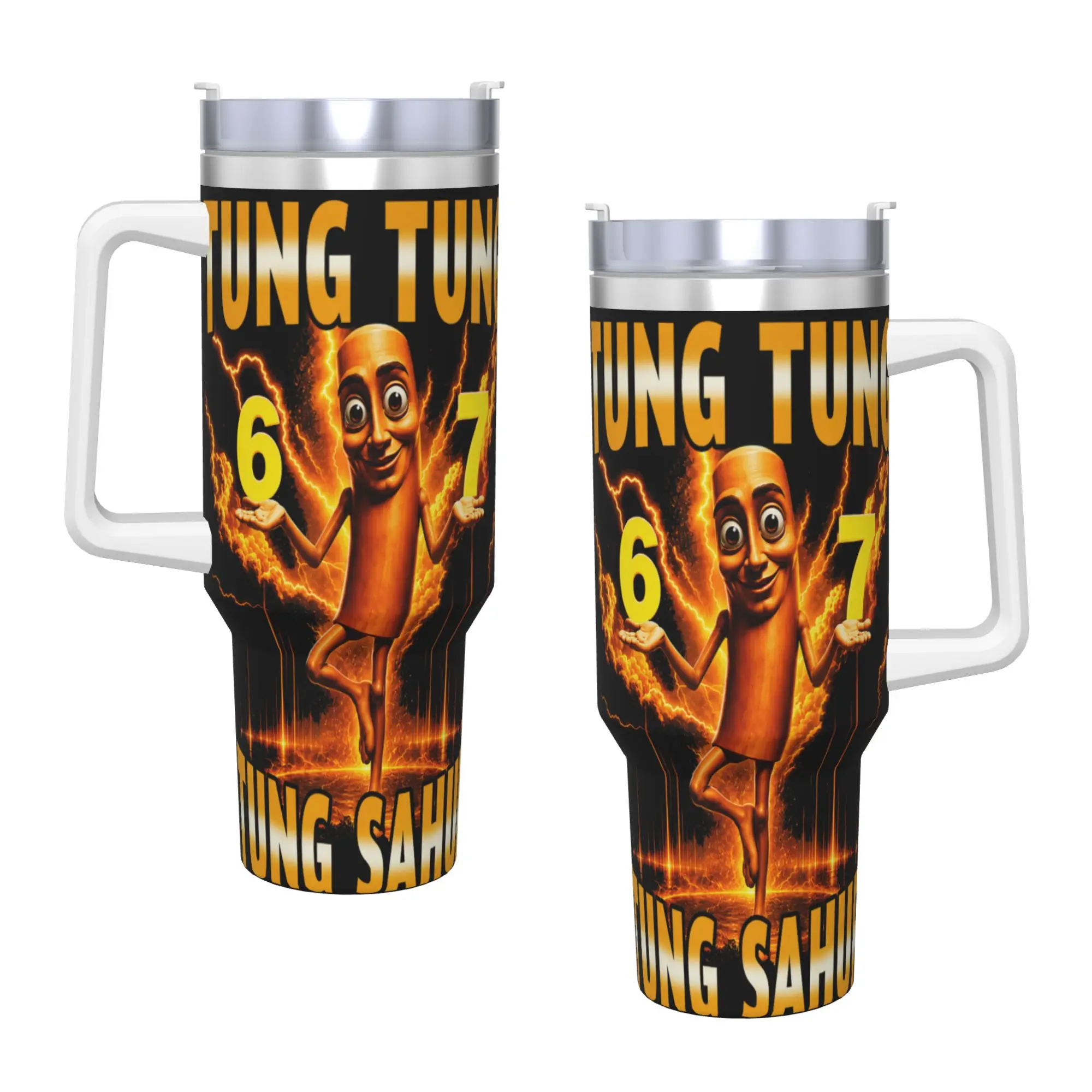 Tung Tung Tung Sahur is Calling 67 Six Seven Meme Stainless Steel Tumbler Travel Mugs Cup Mug Heat Hot Drinks Milk Water Bottle
