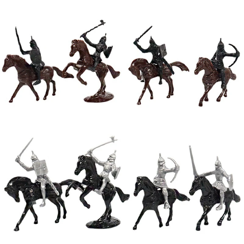 52 Pcs/Bag Medieval Cavalry War Horse Soldier Model Roman Soldier Ancient Medieval Warrior Model Action Figures Toys