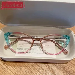Chashma Fashion Cat Eye Eyeglasses Acetate Quality Optical Frame Transparent Lens Designer TR 90 Light Glasses Women