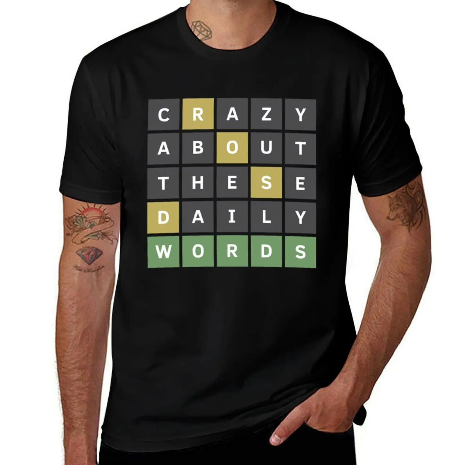 Crazy About These Daily Words (Wordle Game) T-Shirt Industrial Work Tee Shirt T-Shirt