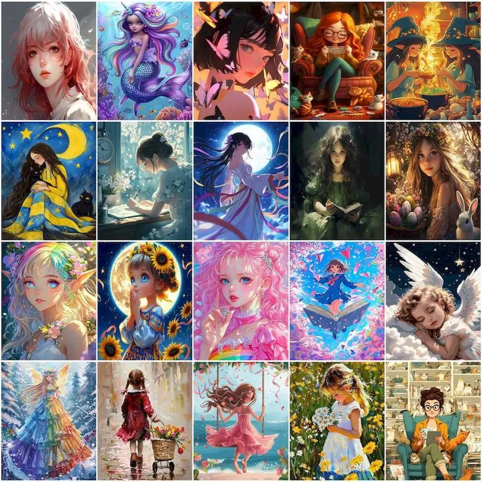 GATYZTORY Paintings For Painting By Numbers Anime cartoon girl Diy Crafts Adult Coloring Canvas Picture Drawing By Numbers Gift