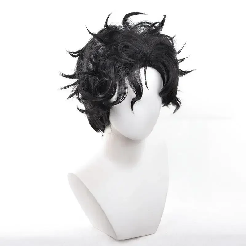 Anime Dandadan Ken Takakura Cosplay Wig Men Black Curly Short Hair Hairstyle Heat Resistant Synthetic Wigs Halloween Party Prop