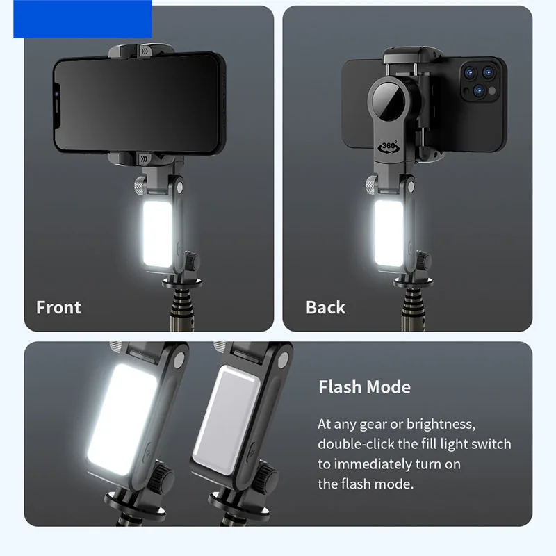 Imagem -03 - Tripé sem Fio Selfie Stick com Luz de Preenchimento Led Auto Face Tracking Rotação 360 Estabilizador Bluetooth Flexível Q18