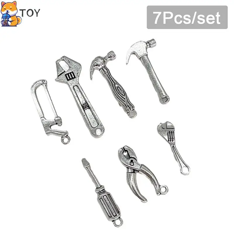 7Pcs 1:12 Dollhouse Miniature Repair Tool Screwdriver Hammer Wrench Model Kids Pretend Play Toy Doll House Accessories