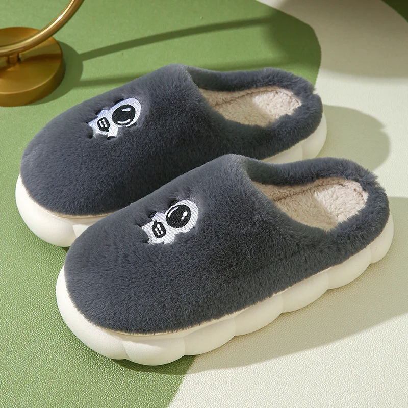 2024 New Vogue Couple Winter Soft Cosy Non-slip Indoor Slides Mule Warm Fluffy Slippers For Women Men Home Casual Cotton Shoes